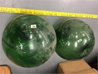 Lot with two 11" fish floats - both have cracks
