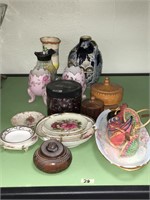 Large lot of small collectible vases, dishes, etc.