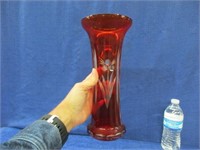 nice old red bohemian 10in vase