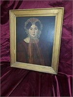 Antique portrait painting oil on board