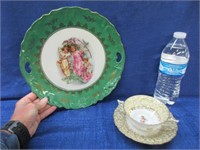 antique "angels-cherub" theme plate & cup/saucer