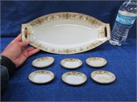 old noritake dish & 6 small dishes (gold)
