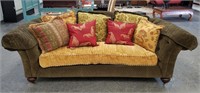 LARGE QUILTED DESIGNER SOFA W THROW PILLOWS