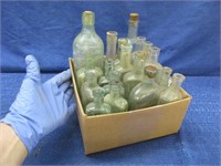 19 antique bottles - mostly embossed