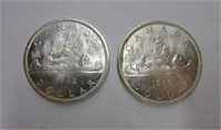 1962 & 1963 Canadian One Dollar Silver Voyageur Co