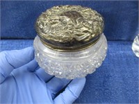 antique sterling lidded dresser jar