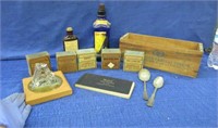 old cheese box & ad bottles - magnet game