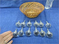 12 glass prism knobs in basket