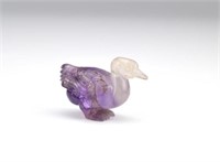 Chinese antique carved purple quartz duck figure