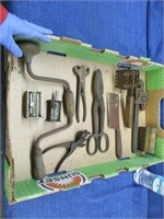 old tools lot: 2 stanley pcs-blue grass wrench-etc