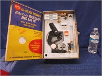 vintage "gilbert microscope lab set" in tin case