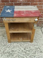 Solid Cedar grilling table with texas Flag
