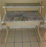 WHITE DESK DECOUPAGED WITH MAPS