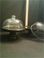 PAIR OF GLASS MIRRORED CUPCAKE STANDS