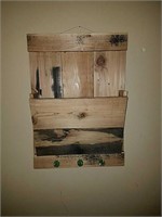 WOODEN CATCH-ALL WITH GREEN GLASS KNOBS