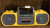 Yellow Sony sports mega bass portable beach radio
