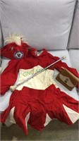 Early 1960's  red and white corduroy Majorette