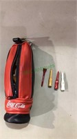 Coca-Cola golf bag pouch full of golf tees all