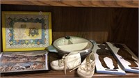 Shelf lot of children's items , baby shoes, baby
