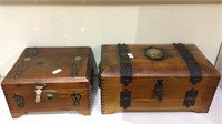 Two vintage 1940's cedar wood chest jewelry