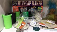 Vintage pog milk cap maker in the box with some