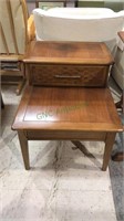 Mid century modern walnut step back in table with