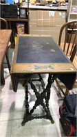 Stenciled drop leaf side table with gate legs, 28