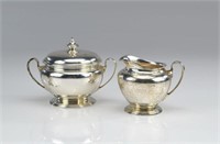 Tiffany & Co. silver cream and covered sugar bowl