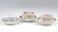 Three 18th C English cups and saucers