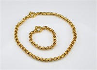 14k yellow gold nautical link necklace & bracelet