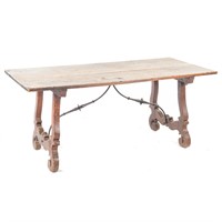 Jacobean Revival style walnut trestle table