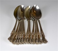 Twelve Gorham American silver dessert spoons