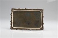 Small silver tray with shell and scroll border