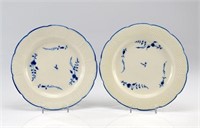 Pair of French Chantilly creamware plates