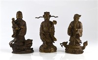 Three Chinese bronze immortal figures