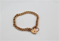 9k yellow gold locket curb link bracelet