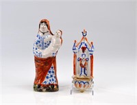 Two religious Majolica glazed pottery pieces