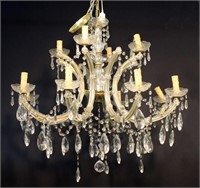 Large 12-Light Ornate Crystal Chandelier