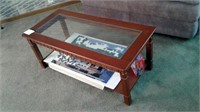 PAIR OF GLASS TOP END TABLES