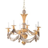 Italian gilt and silvered wood chandelier