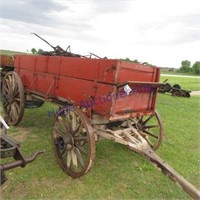 Antique wood wheel double box wagon