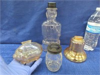lincoln bank bottle & 3 other glass banks