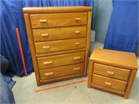broyhill oak 5-drawer chest & nightstand - usa