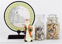 Asian Decorative Screen, Seashells, Canisters