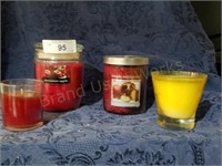 Lot of 4 Misc Candles in Glass Jars