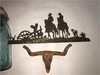 Western theme metal cutout & Longhorn