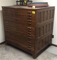 Oak Flat Fold Filing Cabinet with Base (3