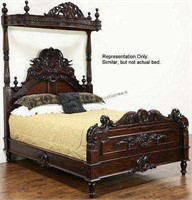 Antique Hand Carved King Size Half Tester Bed