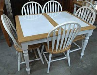 Tile Top Butterfly Leaf Table & 5 Chairs