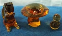 Set of 3 Amber Glass Miniatures